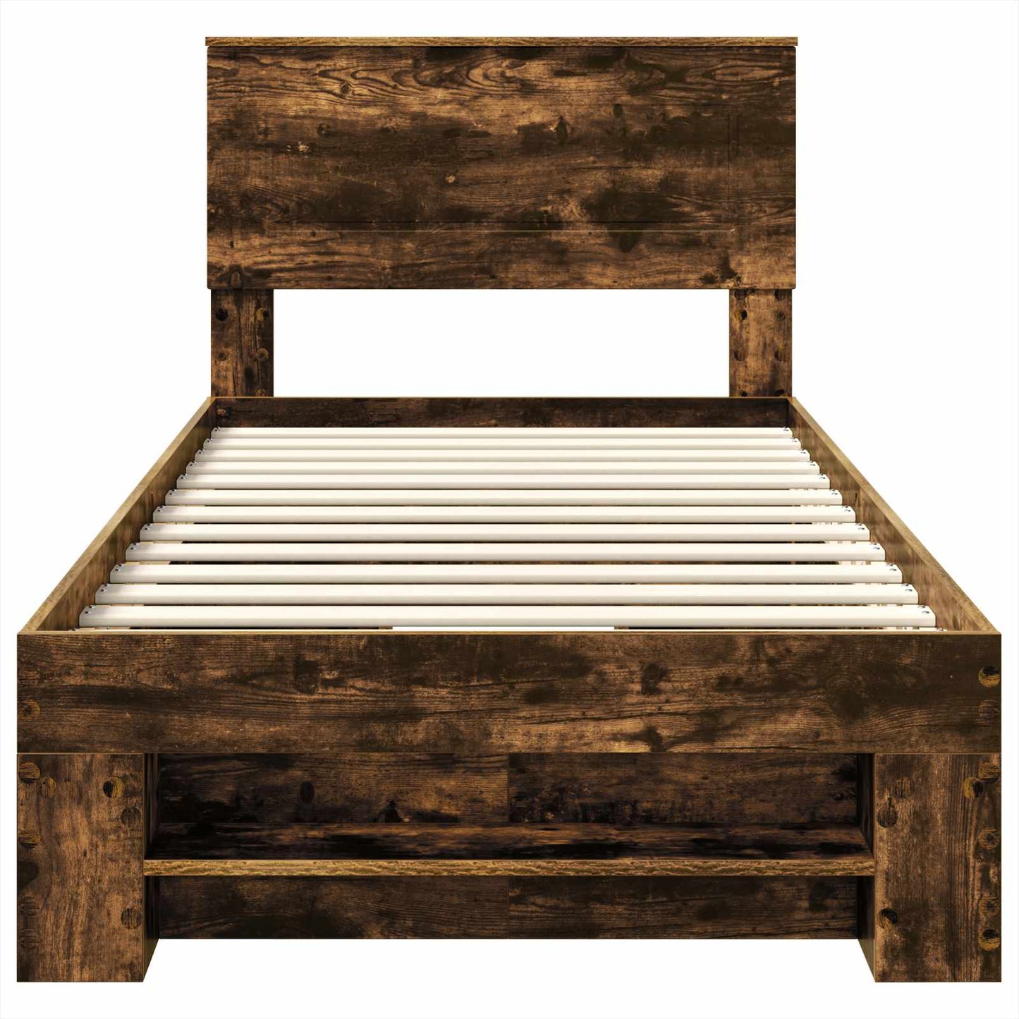 vidaXL Bed Frame with Headboard Smoked Oak 90 x 200 cm Engineered Wood