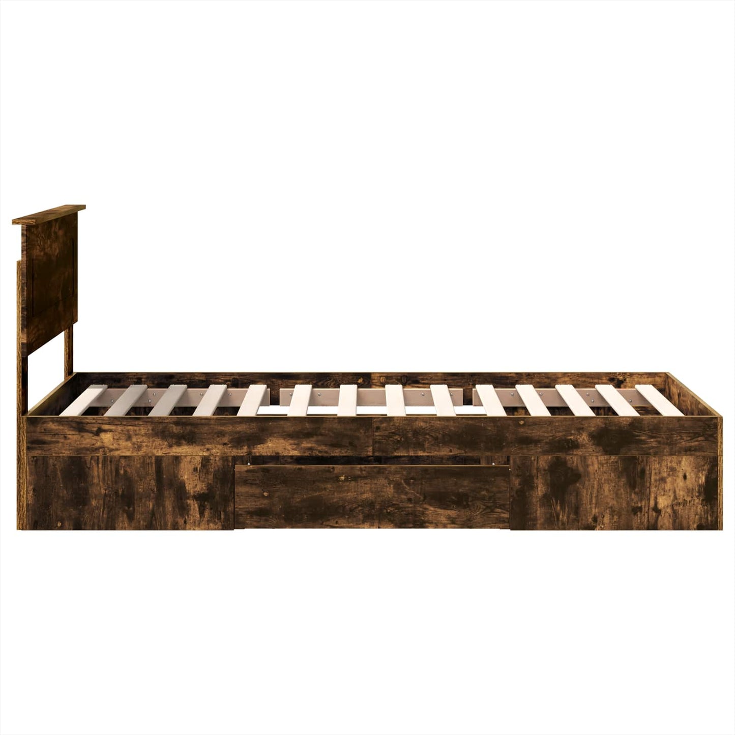 vidaXL Bed Frame with Headboard Smoked Oak 90 x 200 cm Engineered Wood