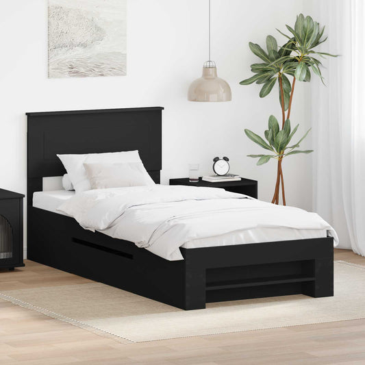 vidaXL Bed Frame with Headboard Black 80 x 200 cm Engineered Wood