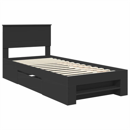 vidaXL Bed Frame with Headboard Black 80 x 200 cm Engineered Wood