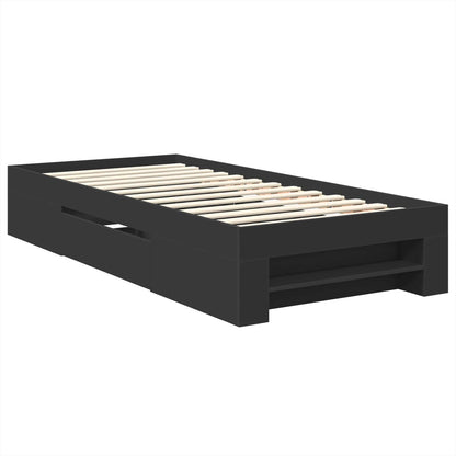 vidaXL Bed Frame with Headboard Black 80 x 200 cm Engineered Wood