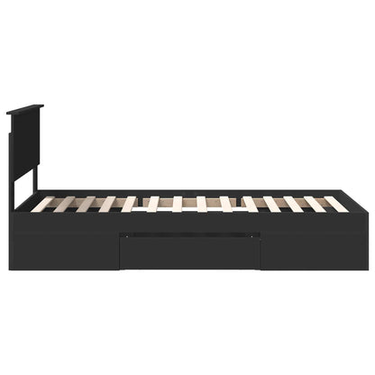 vidaXL Bed Frame with Headboard Black 80 x 200 cm Engineered Wood