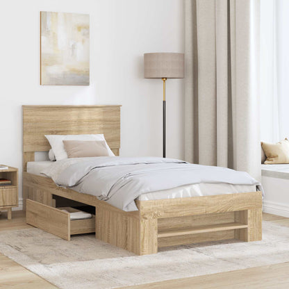 vidaXL Bed Frame with Headboard Sonoma Oak 80 x 200 cm Engineered Wood
