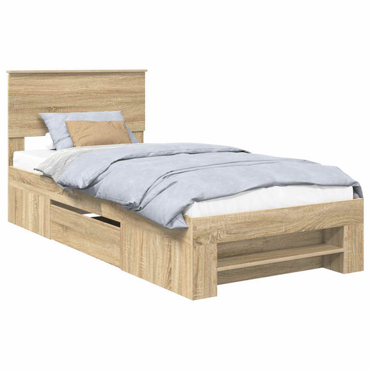 vidaXL Bed Frame with Headboard Sonoma Oak 80 x 200 cm Engineered Wood