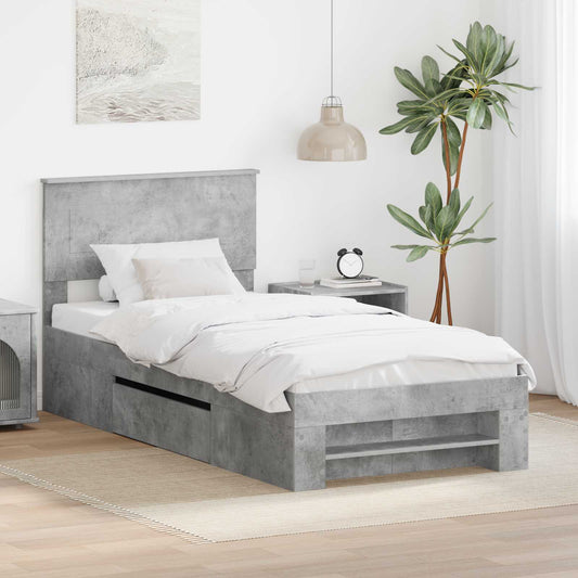 vidaXL Bed Frame Concrete Grey 80 x 200 cm Engineered Wood