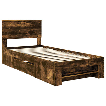 vidaXL Bed Frame with Headboard Smoked Oak 80 x 200 cm Engineered Wood