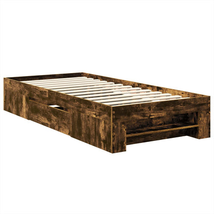 vidaXL Bed Frame with Headboard Smoked Oak 80 x 200 cm Engineered Wood
