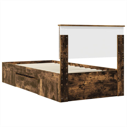 vidaXL Bed Frame with Headboard Smoked Oak 80 x 200 cm Engineered Wood