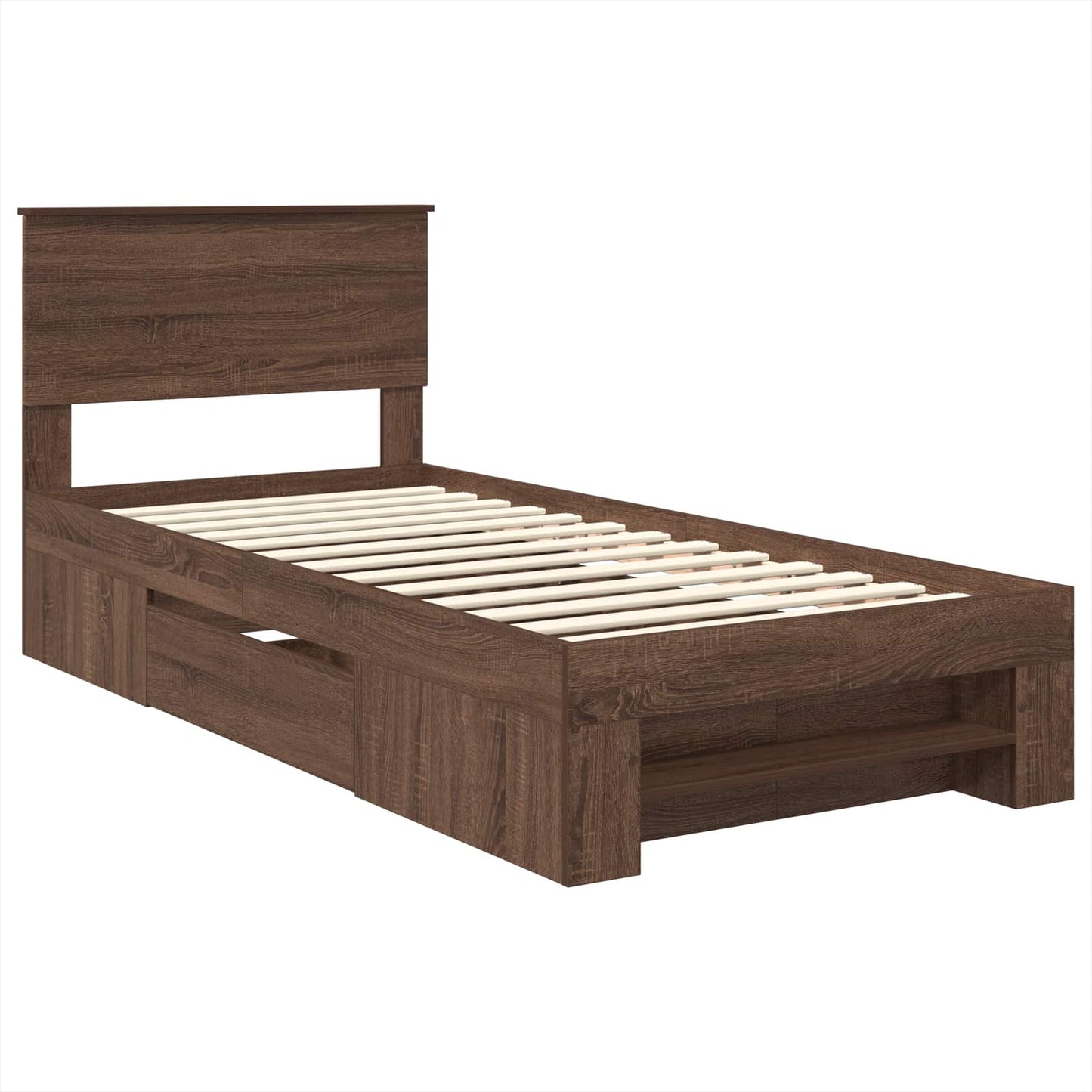 vidaXL Bed Frame with Headboard Brown Oak 80 x 200 cm Engineered Wood