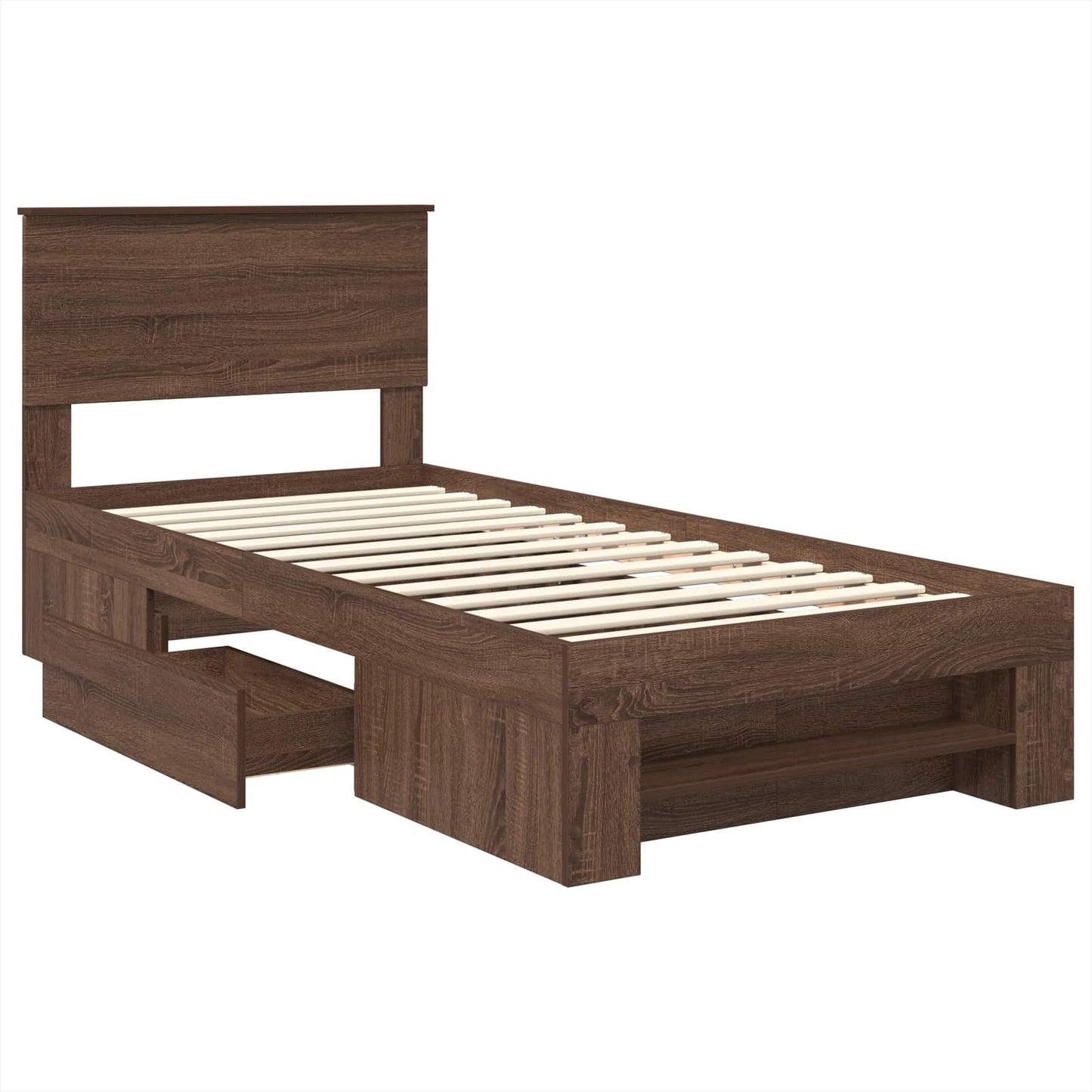 vidaXL Bed Frame with Headboard Brown Oak 80 x 200 cm Engineered Wood