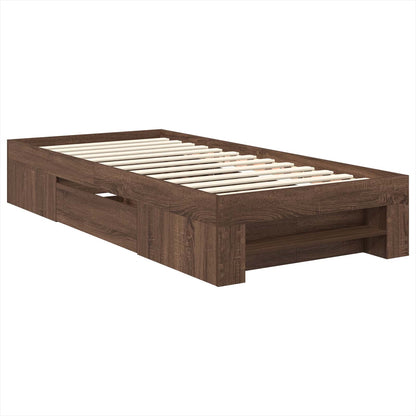 vidaXL Bed Frame with Headboard Brown Oak 80 x 200 cm Engineered Wood