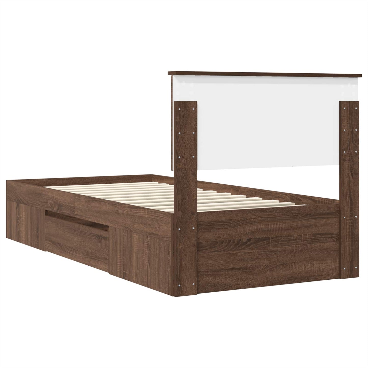 vidaXL Bed Frame with Headboard Brown Oak 80 x 200 cm Engineered Wood