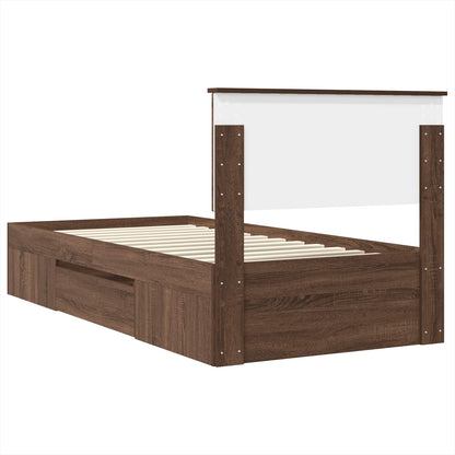 vidaXL Bed Frame with Headboard Brown Oak 80 x 200 cm Engineered Wood