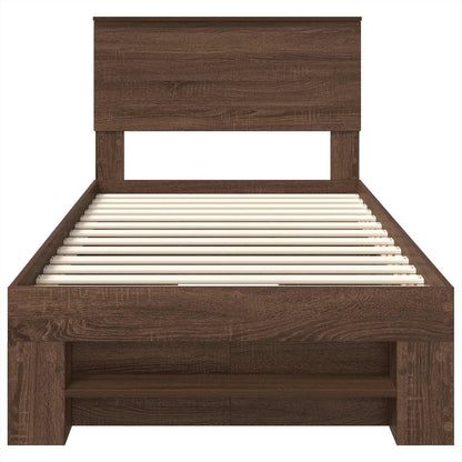 vidaXL Bed Frame with Headboard Brown Oak 80 x 200 cm Engineered Wood