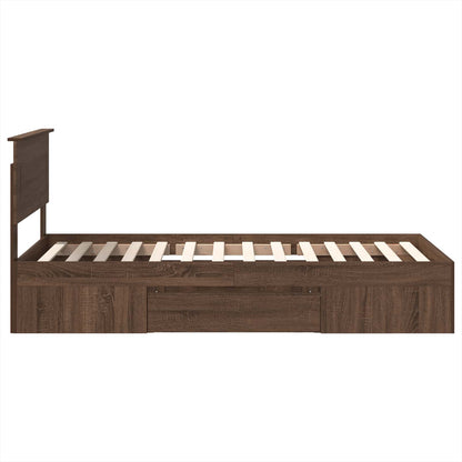 vidaXL Bed Frame with Headboard Brown Oak 80 x 200 cm Engineered Wood