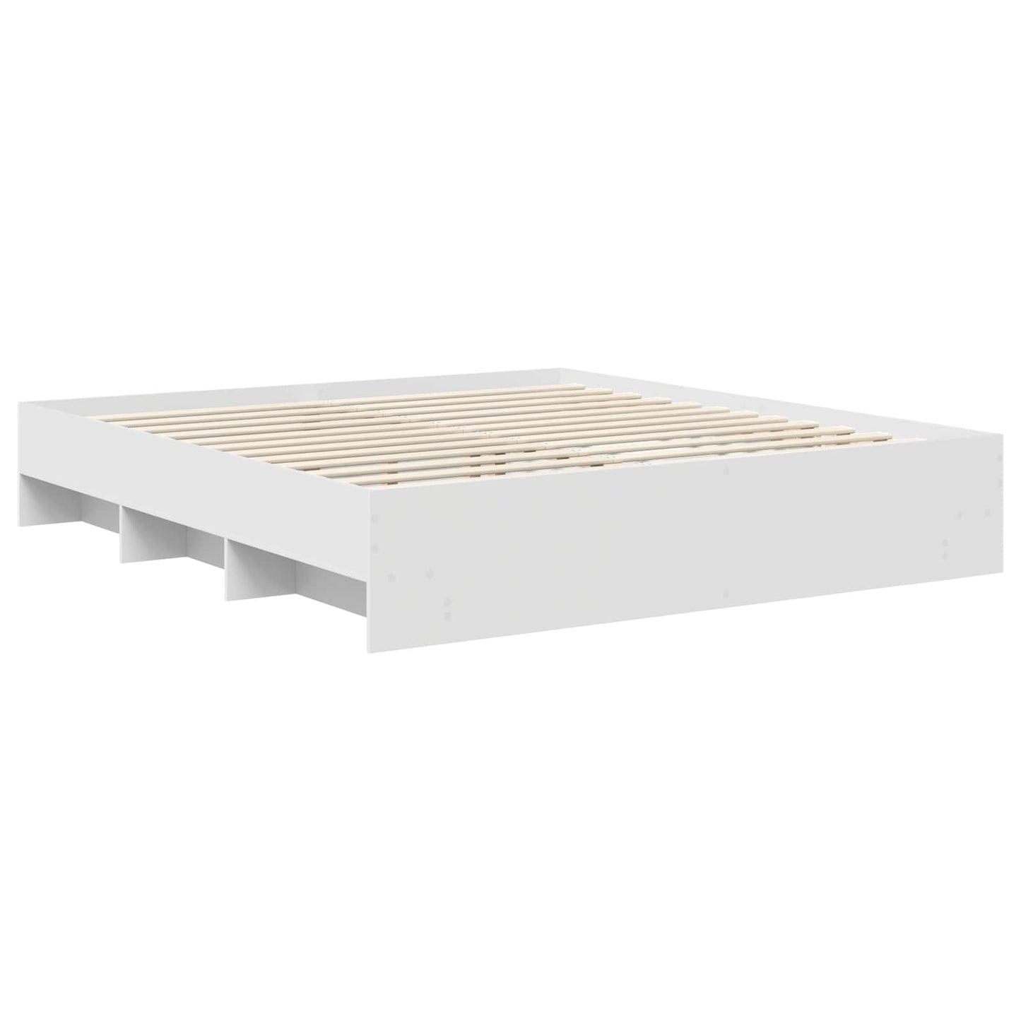 vidaXL Bed Frame with Headboard White 200 x 200 cm Engineered Wood