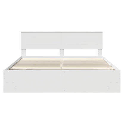 vidaXL Bed Frame with Headboard White 200 x 200 cm Engineered Wood