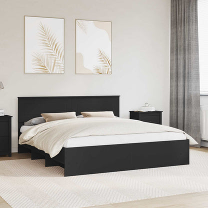 vidaXL Bed Frame with Headboard Black 200 x 200 cm Engineered Wood