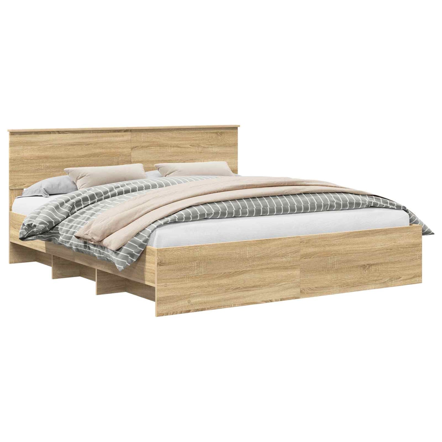 vidaXL Bed Frame Sonoma Oak 200 x 200 cm Engineered Wood