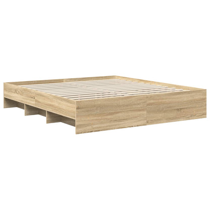vidaXL Bed Frame Sonoma Oak 200 x 200 cm Engineered Wood