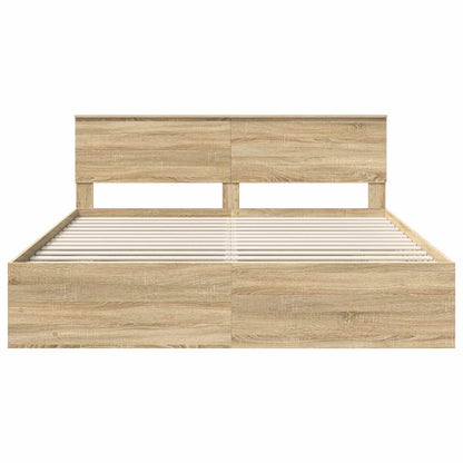 vidaXL Bed Frame Sonoma Oak 200 x 200 cm Engineered Wood