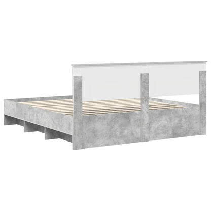 vidaXL Bed Frame Concrete Grey 200 x 200 cm Engineered Wood