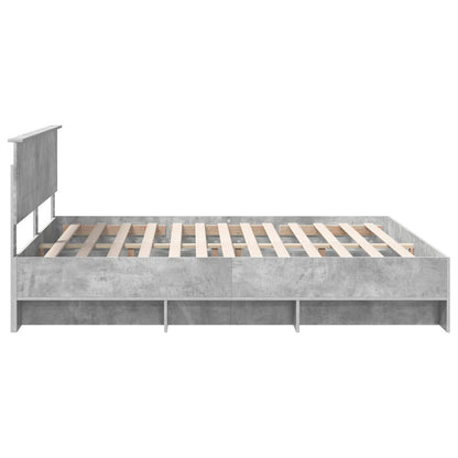 vidaXL Bed Frame Concrete Grey 200 x 200 cm Engineered Wood
