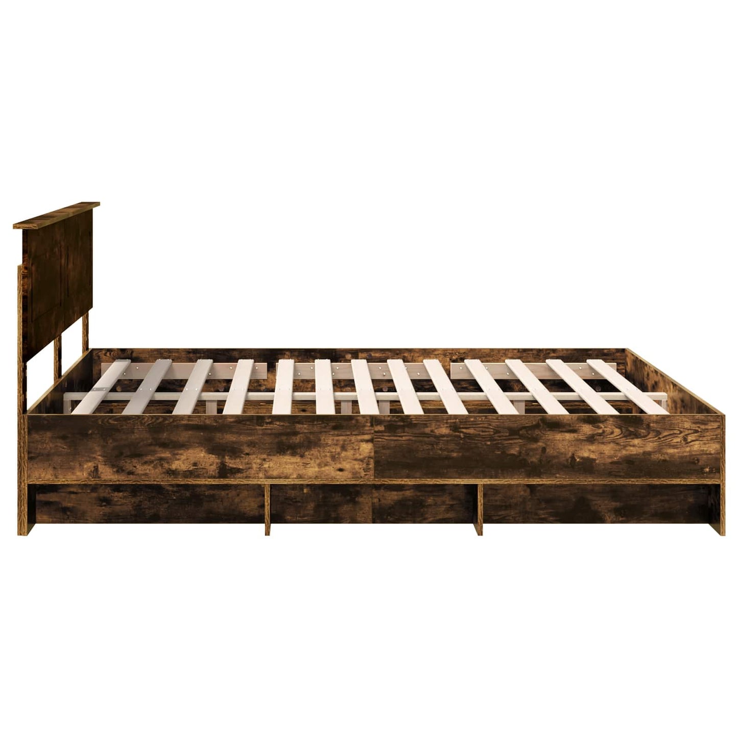 vidaXL Bed Frame Smoked Oak 200 x 200 cm Engineered Wood