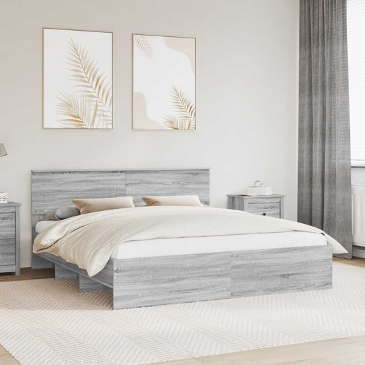 vidaXL Bed Frame Grey Sonoma 200 x 200 cm Engineered Wood