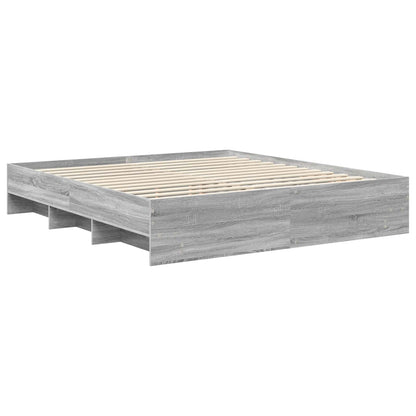 vidaXL Bed Frame Grey Sonoma 200 x 200 cm Engineered Wood