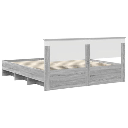 vidaXL Bed Frame Grey Sonoma 200 x 200 cm Engineered Wood