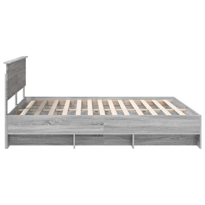 vidaXL Bed Frame Grey Sonoma 200 x 200 cm Engineered Wood