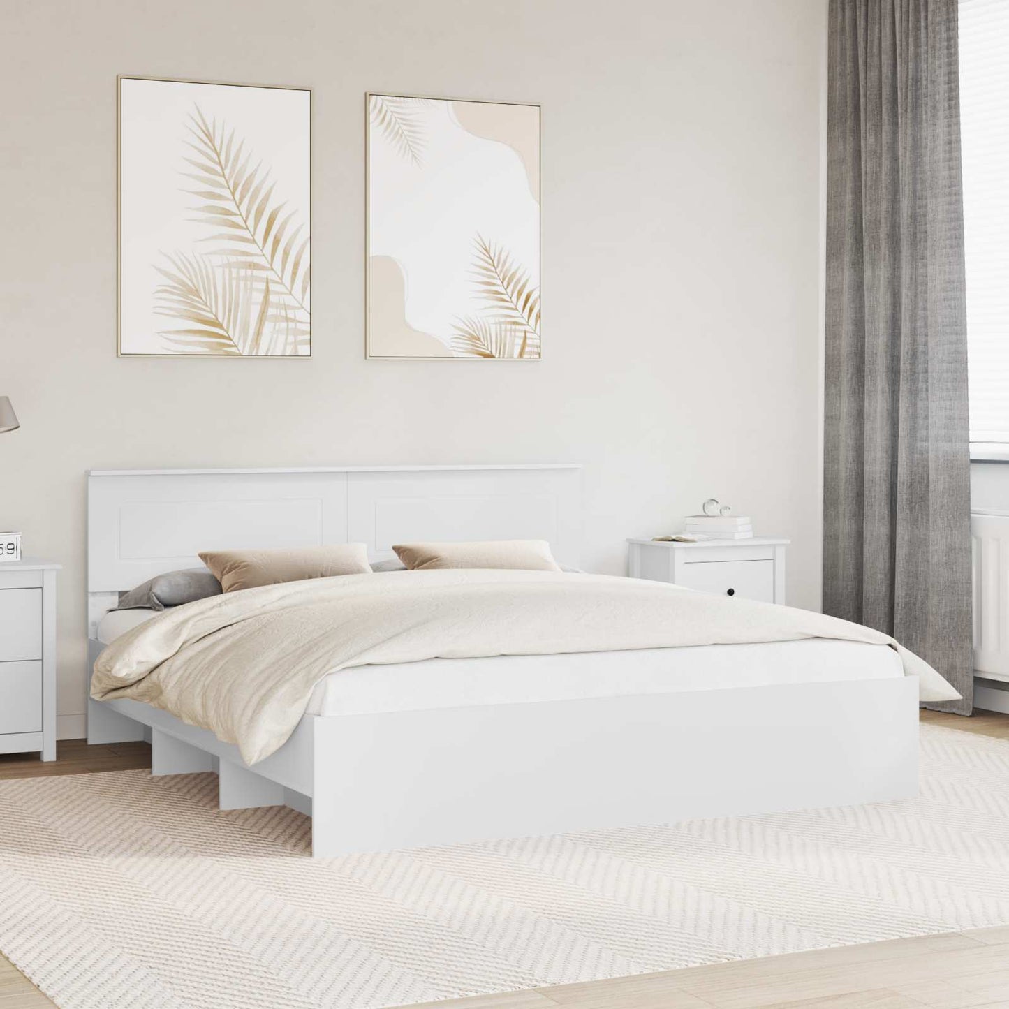 vidaXL Bed Frame with Headboard White 180 x 200 cm Engineered Wood