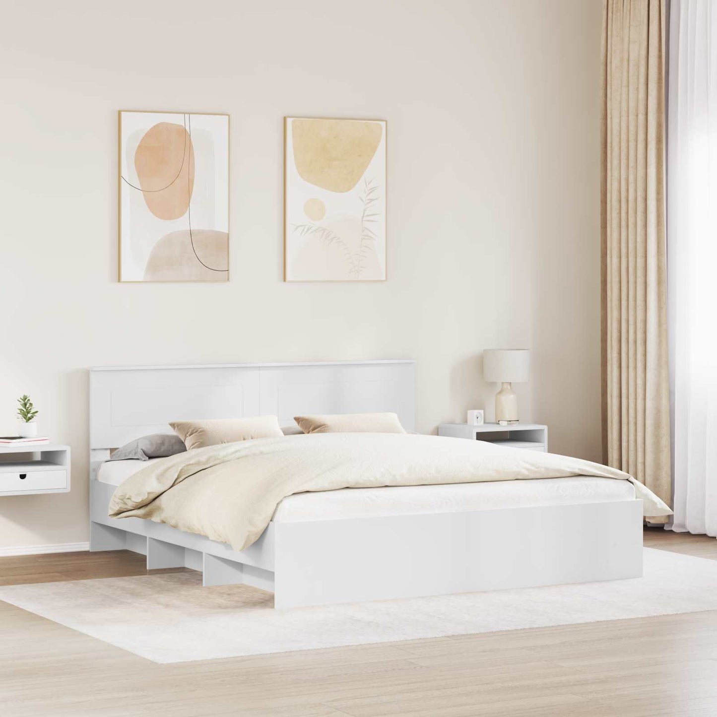 vidaXL Bed Frame with Headboard White 180 x 200 cm Engineered Wood