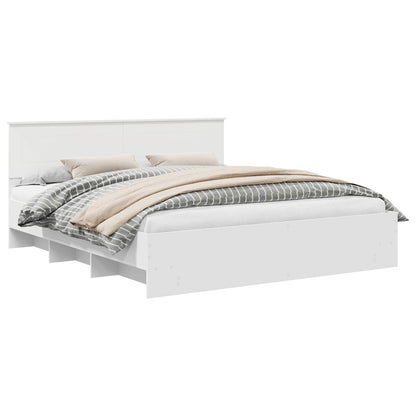 vidaXL Bed Frame with Headboard White 180 x 200 cm Engineered Wood