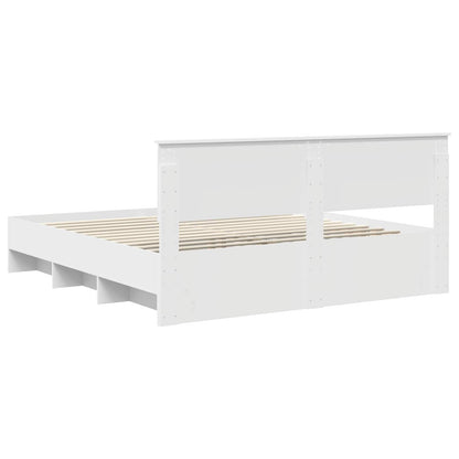 vidaXL Bed Frame with Headboard White 180 x 200 cm Engineered Wood
