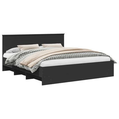 vidaXL Bed Frame with Headboard Black 180 x 200 cm Engineered Wood