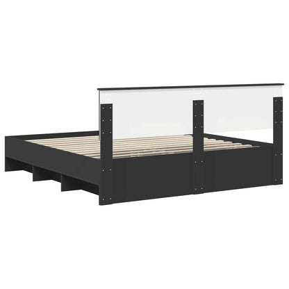 vidaXL Bed Frame with Headboard Black 180 x 200 cm Engineered Wood