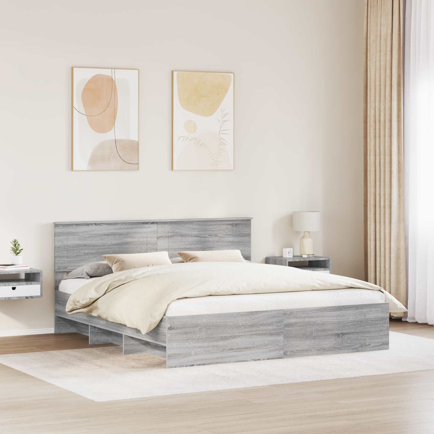 vidaXL Bed Frame Grey Sonoma 180 x 200 cm Engineered Wood