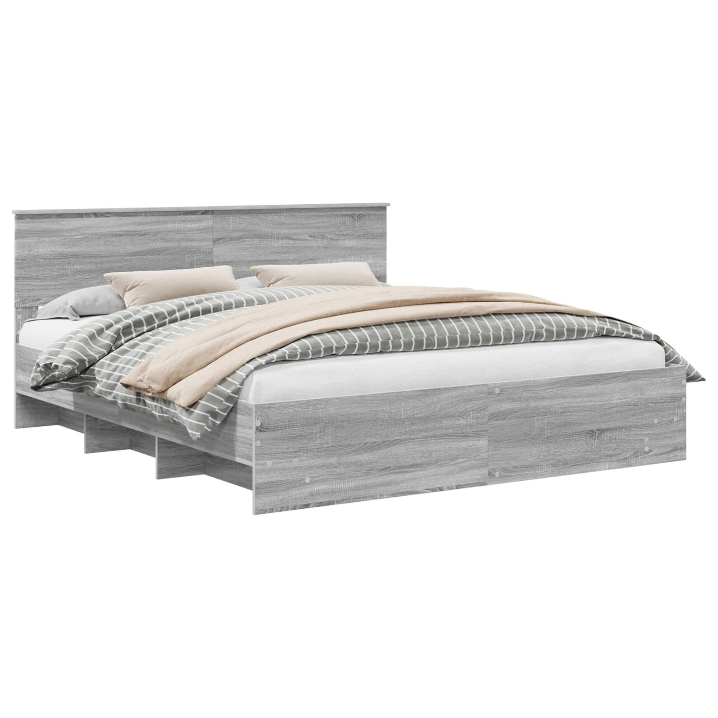 vidaXL Bed Frame Grey Sonoma 180 x 200 cm Engineered Wood