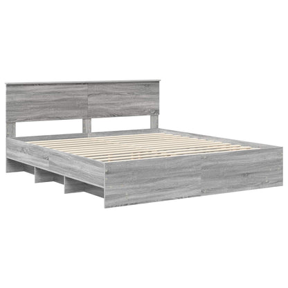 vidaXL Bed Frame Grey Sonoma 180 x 200 cm Engineered Wood