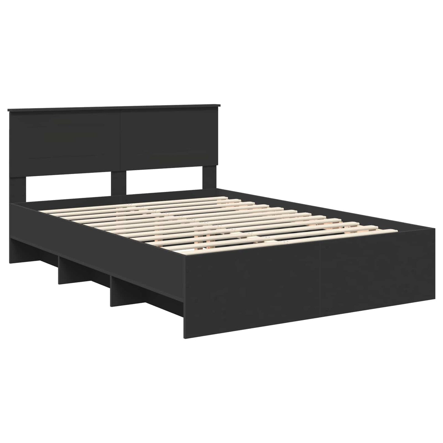 vidaXL Bed Frame with Headboard Black 160 x 200 cm Engineered Wood