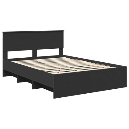 vidaXL Bed Frame with Headboard Black 160 x 200 cm Engineered Wood