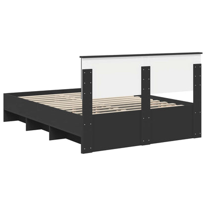 vidaXL Bed Frame with Headboard Black 160 x 200 cm Engineered Wood