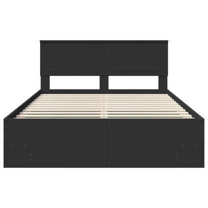 vidaXL Bed Frame with Headboard Black 160 x 200 cm Engineered Wood