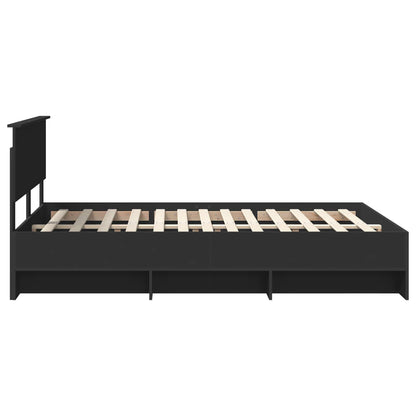 vidaXL Bed Frame with Headboard Black 160 x 200 cm Engineered Wood