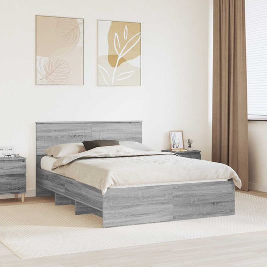 vidaXL Bed Frame Grey Sonoma 160 x 200 cm Engineered Wood