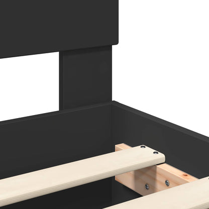 vidaXL Bed Frame with Headboard Black 150 x 200 cm Engineered Wood