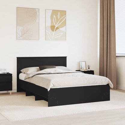 vidaXL Bed Frame with Headboard Black 150 x 200 cm Engineered Wood