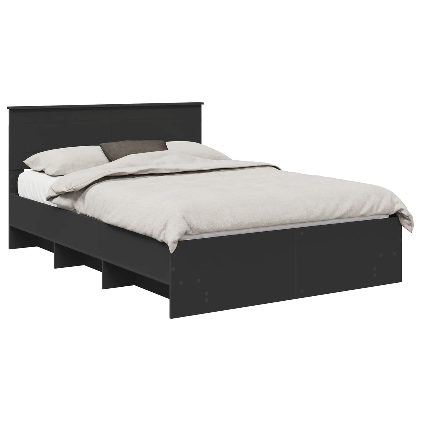 vidaXL Bed Frame with Headboard Black 150 x 200 cm Engineered Wood